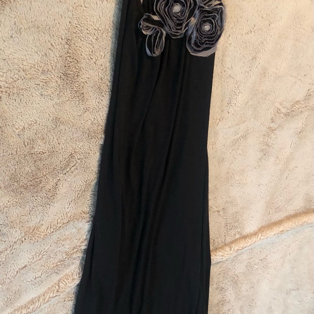 UNBRANDED Womens S Black Floral Embelleshed Sleeveless T-Back Maxi Dress